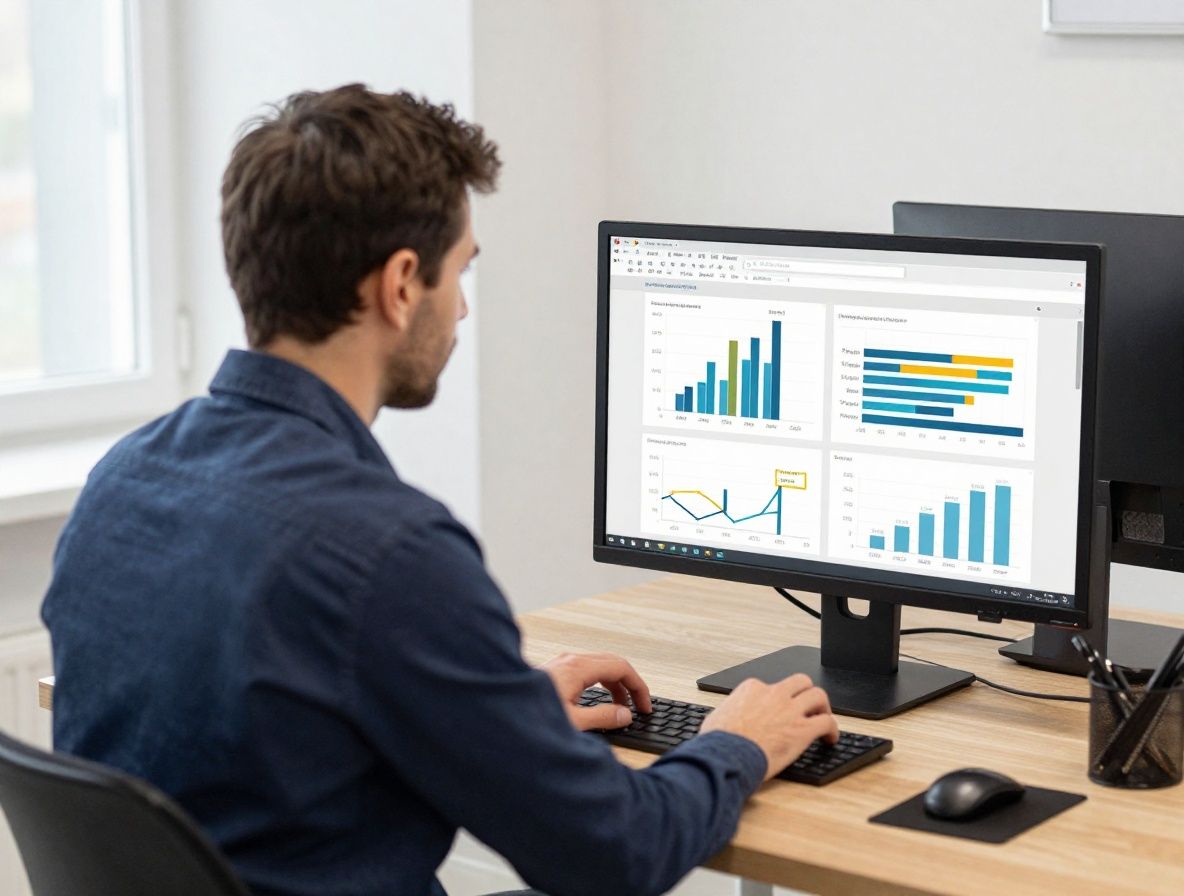 Аналитик данных создаёт интерактивные графики и визуализации на компьютере для журналистского материала